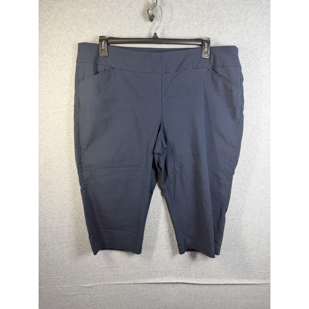 CJ Banks Signature Slimming Capri Pants Womens 22W Navy Blue Ponte Knit Stretch